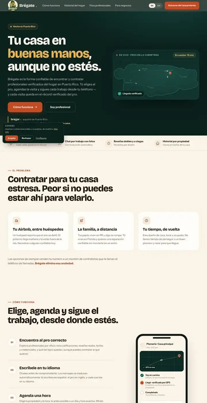 Brégate website, from the Parcha Lab portfolio